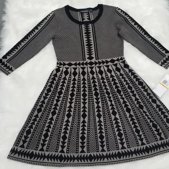 Nina Leonard Aztec Dress Small 3/4 Sleeve